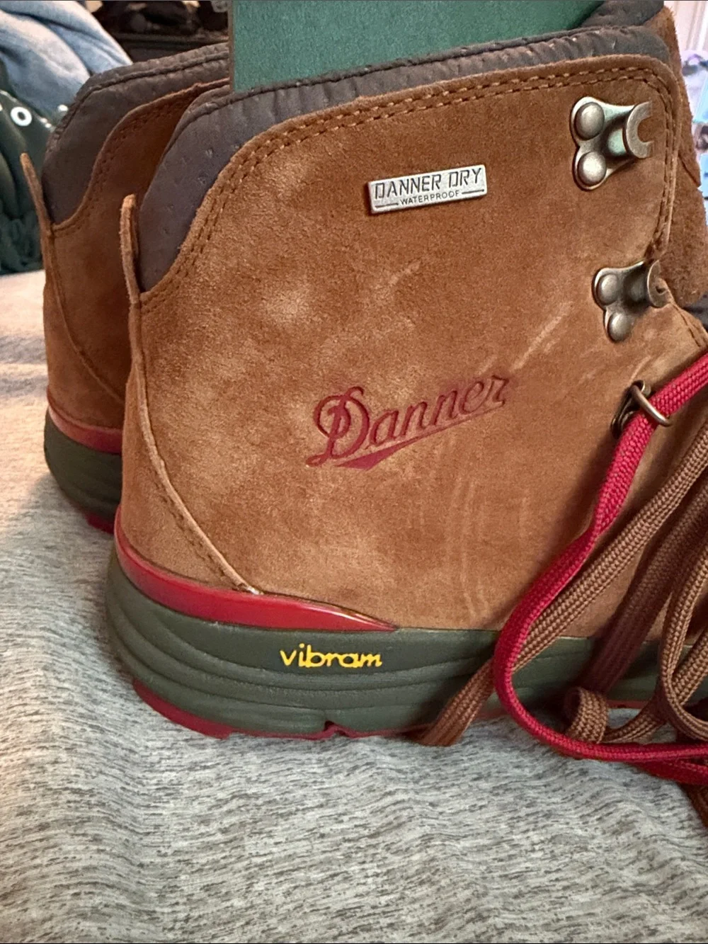 Danner Brown Suede Hiker Boots with Red Accents